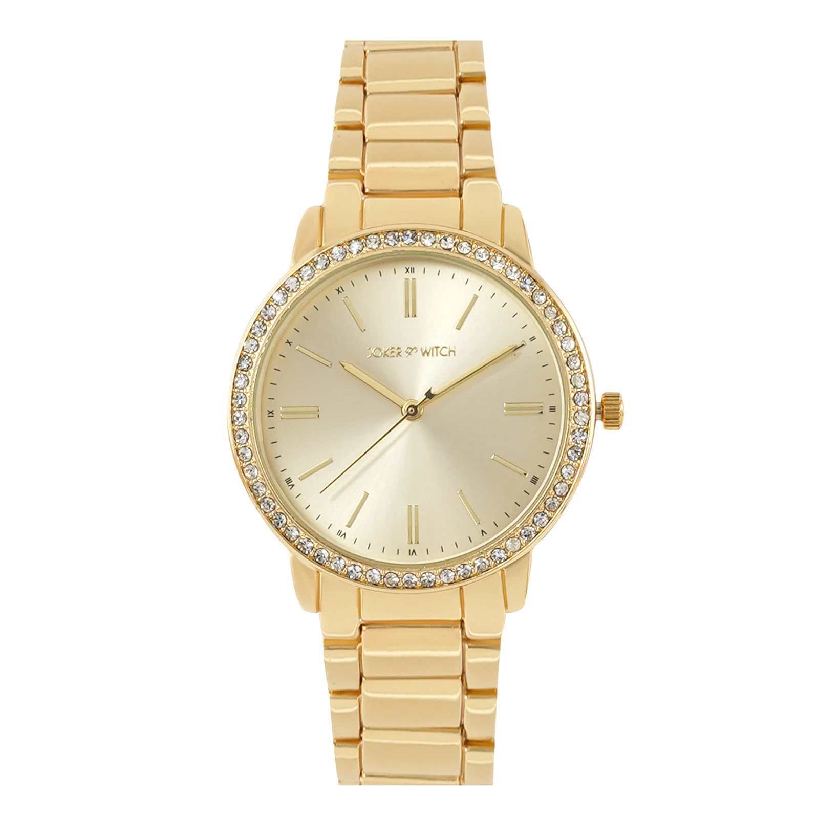Halo Gold Large Rhinestone Dial Linked Chain Strap Women's Watch - Image 3