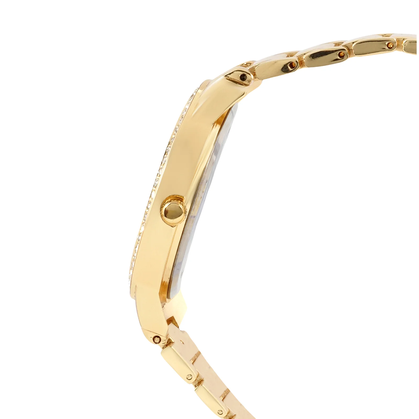 Halo Gold Large Rhinestone Dial Linked Chain Strap Women's Watch - Image 5