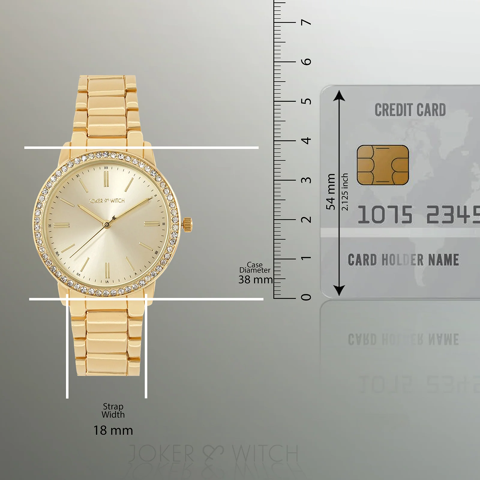 Halo Gold Large Rhinestone Dial Linked Chain Strap Women's Watch - Image 8