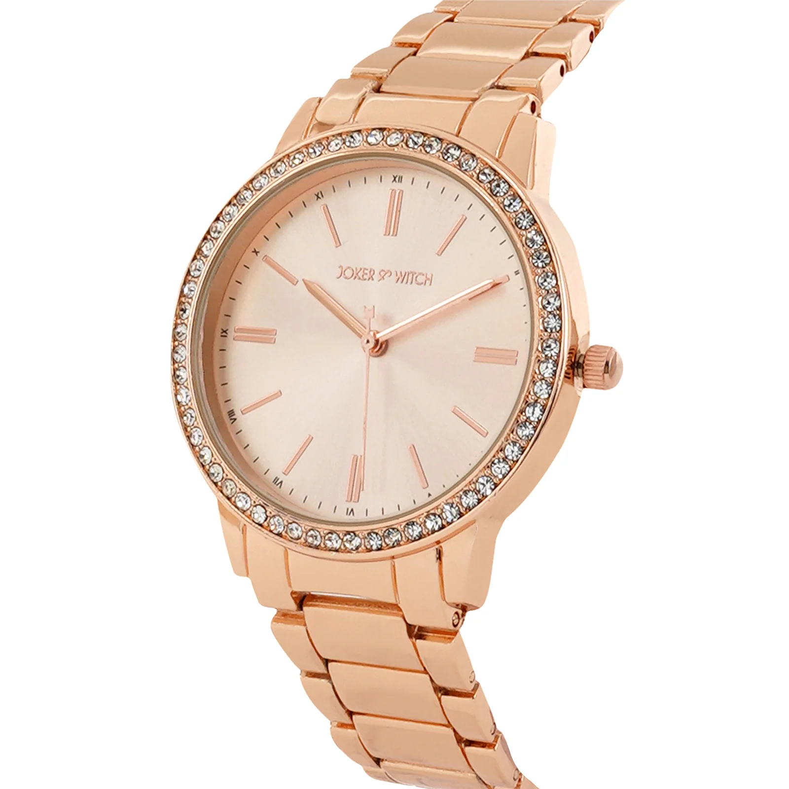 Halo Rose Gold Large Rhinestone Dial Linked Chain Strap Women's Watch - Image 4