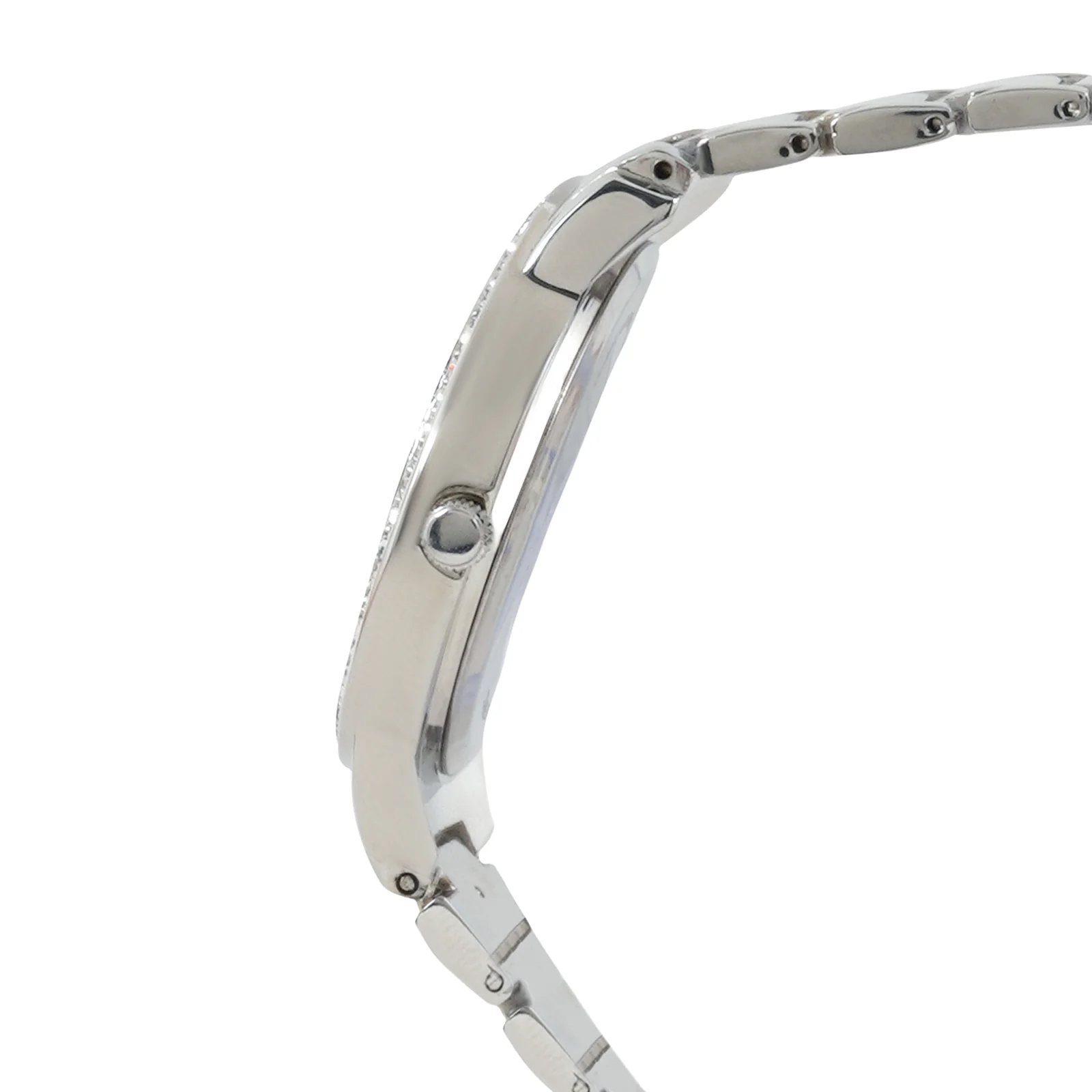 Halo Silver Large Rhinestone Dial Linked Chain Strap Women's Watch - Image 5