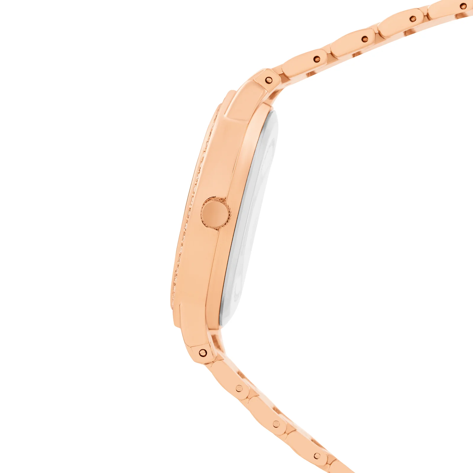 Halo Grey Large Rhinestone Dial Rose Gold Linked Chain Strap Women's Watch - Image 5