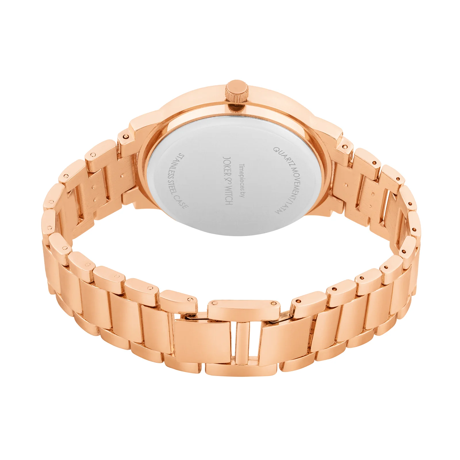 Halo Grey Large Rhinestone Dial Rose Gold Linked Chain Strap Women's Watch - Image 6