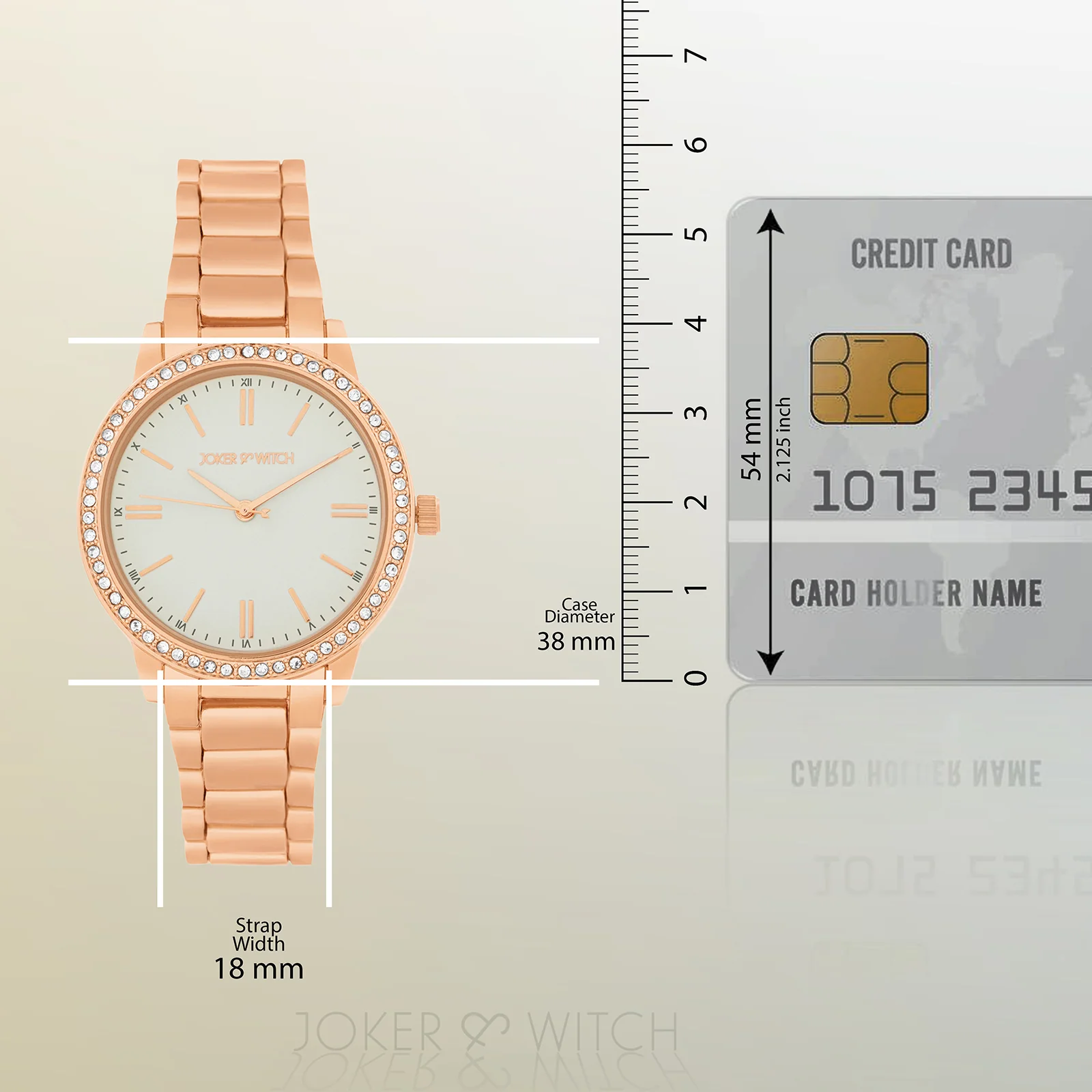 Halo Grey Large Rhinestone Dial Rose Gold Linked Chain Strap Women's Watch - Image 8