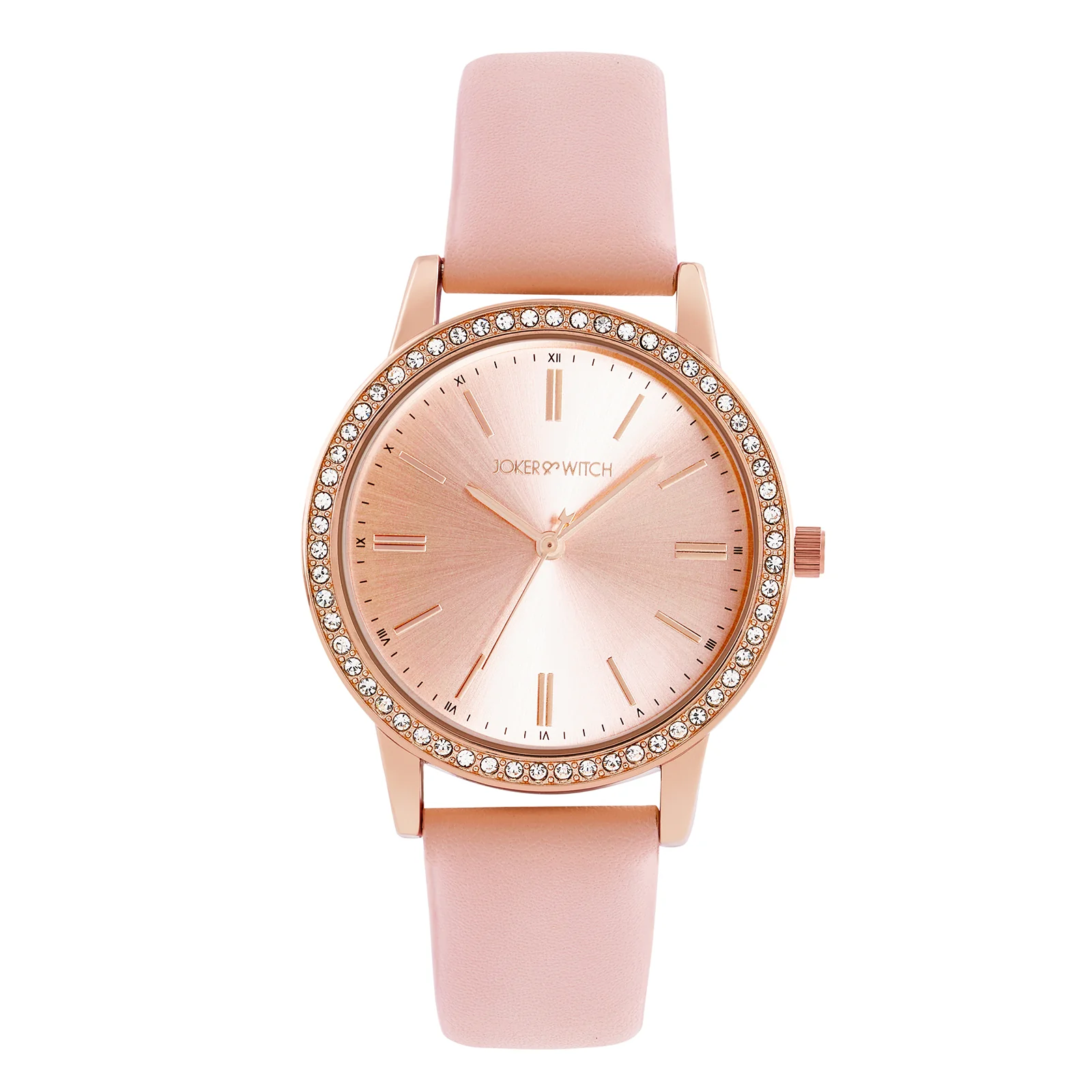Halo Rosegold Sunray Large Rhinestone Dial Pink PU Strap Women's Watch - Image 3