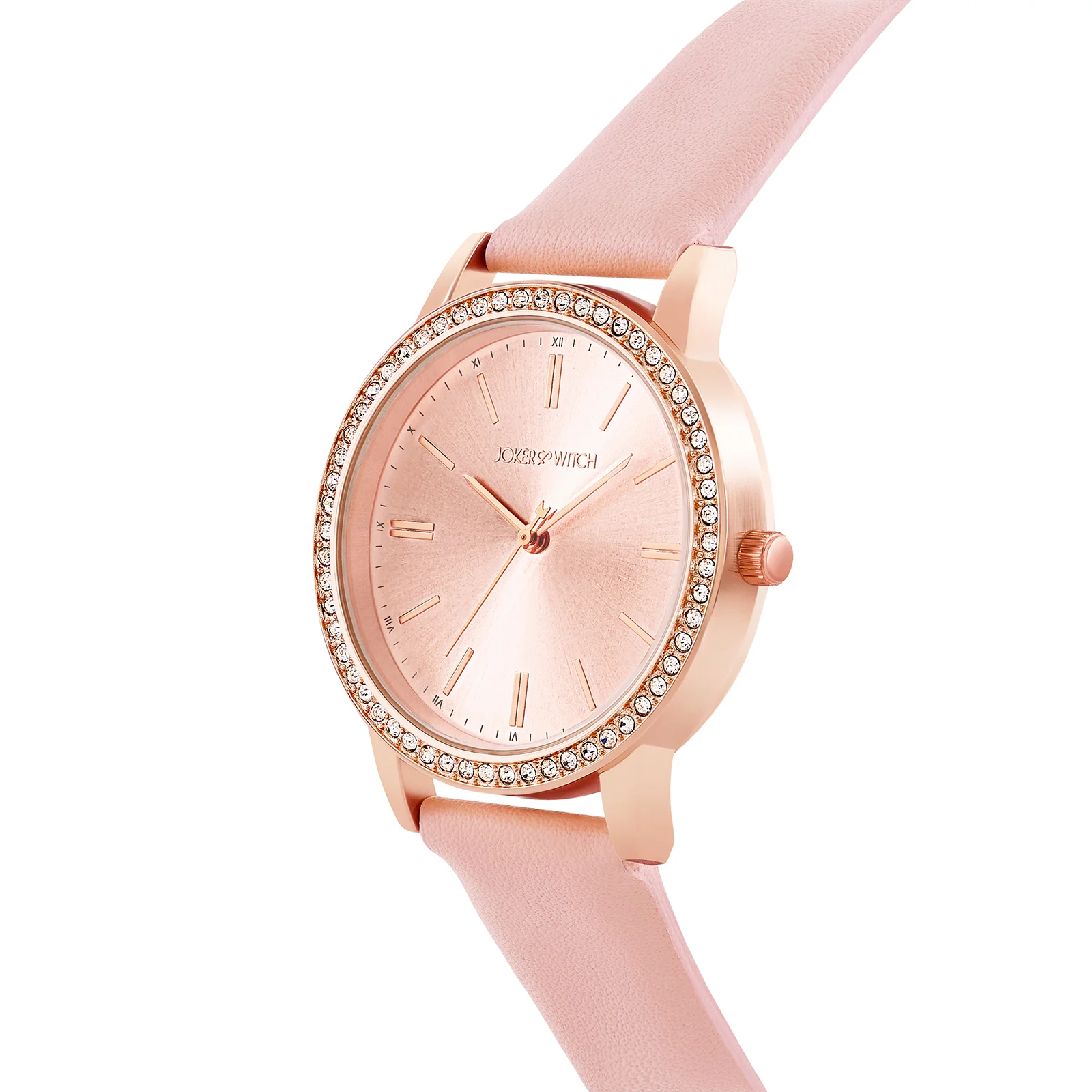 Halo Rosegold Sunray Large Rhinestone Dial Pink PU Strap Women's Watch - Image 4