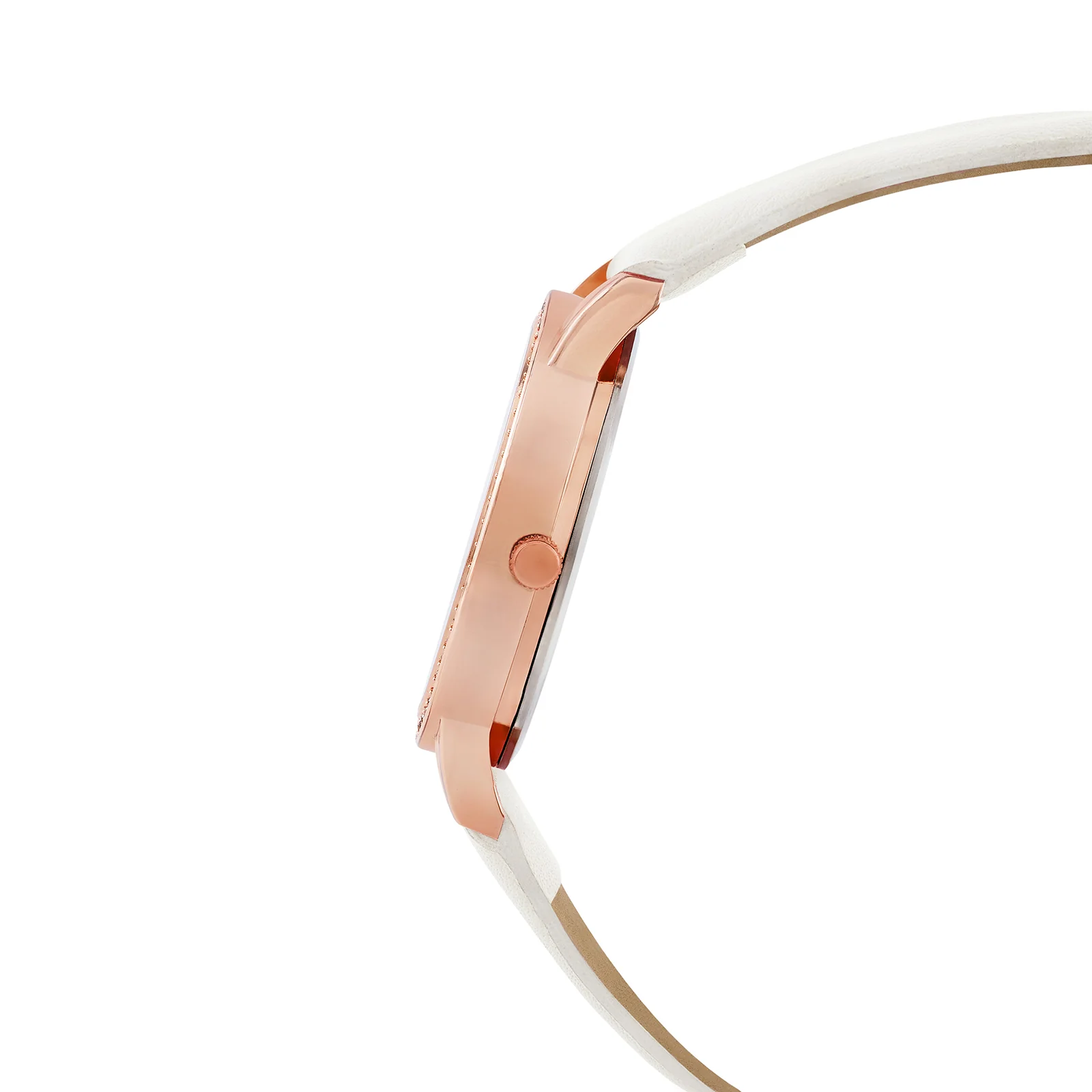 Halo Rosegold Sunray Large Rhinestone Dial White PU Strap Women's Watch - Image 5