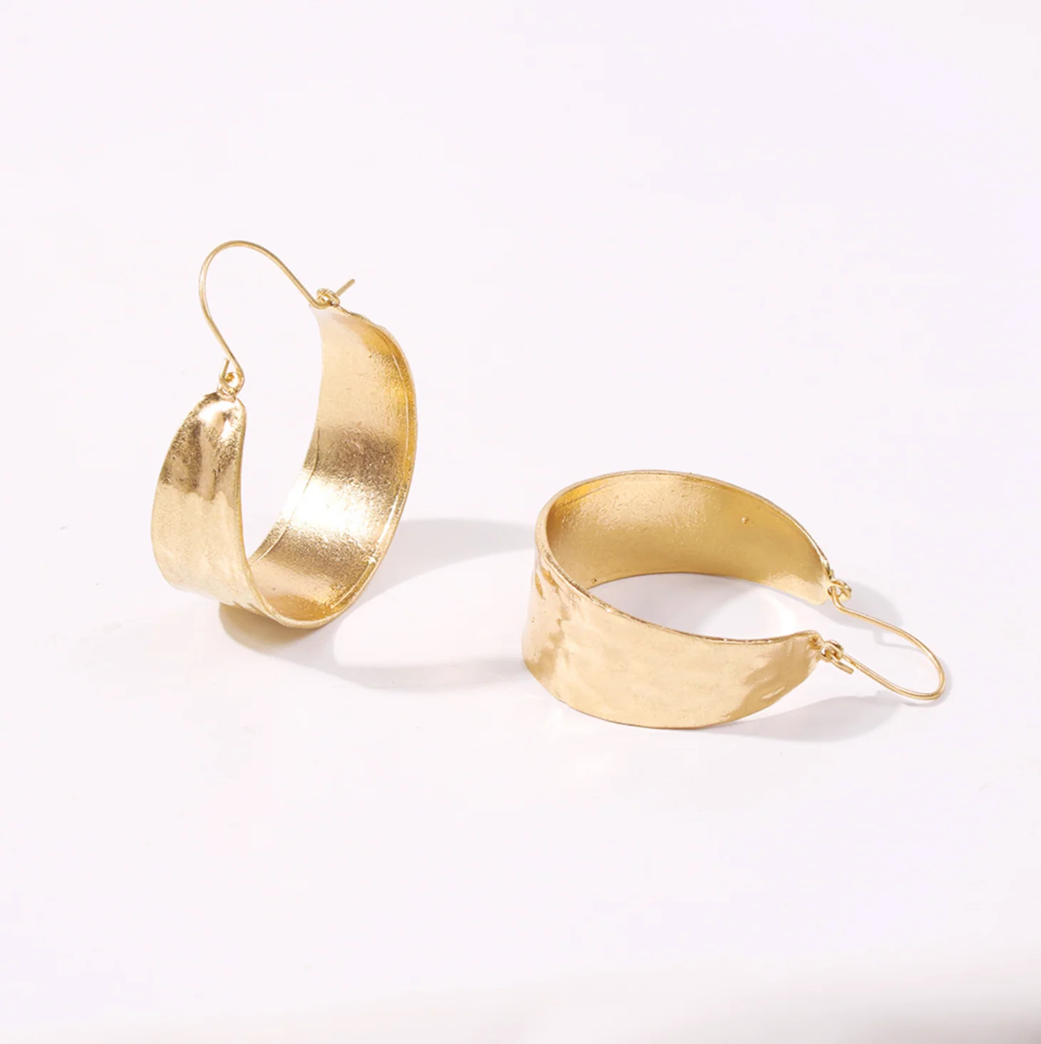 Hammered Gold Bold Hoops - Image 5