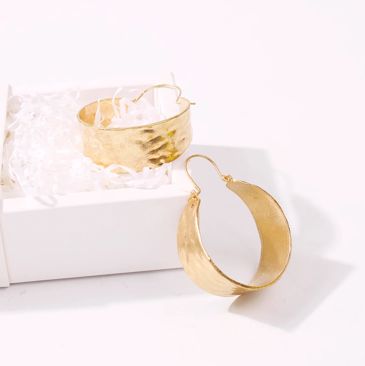 Hammered Gold Bold Hoops - Image 8
