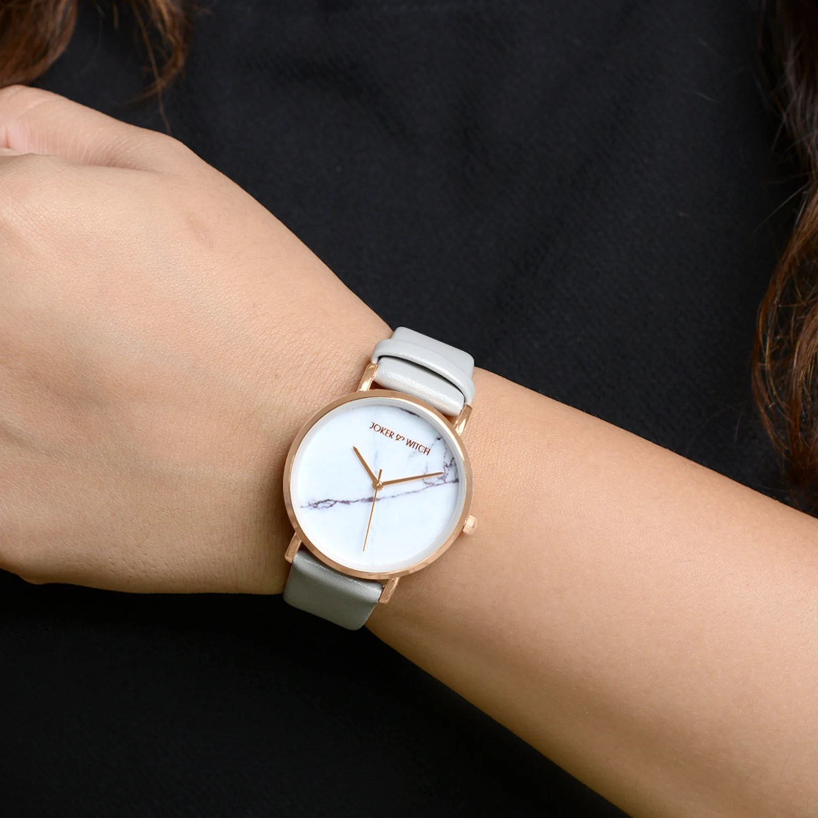 Hannah White Medium Marble Dial Grey PU Strap Women's Watch - Image 2