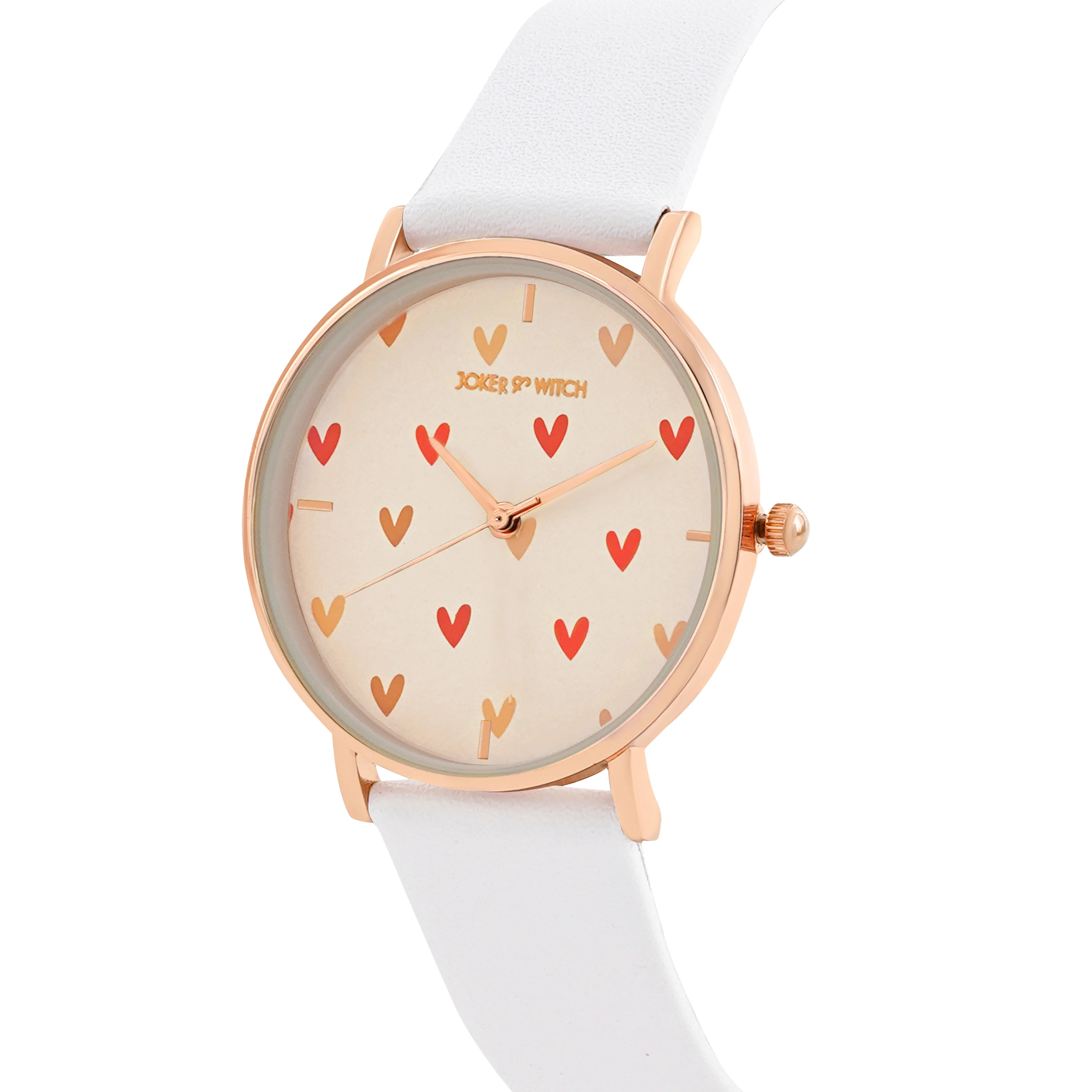 Printed Happy Heart Pink Medium Dial White PU Strap Women's Watch - Image 4