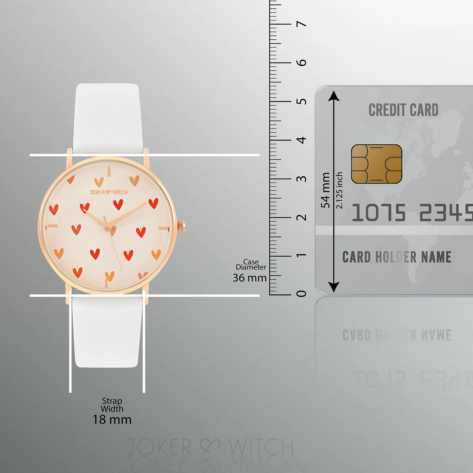 Printed Happy Heart Pink Medium Dial White PU Strap Women's Watch - Image 8