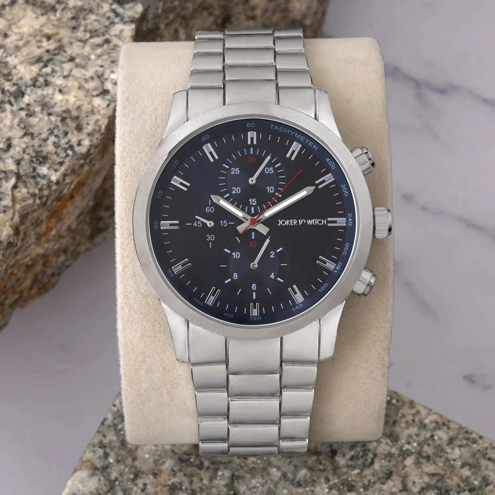 Heath Blue XLarge Dial Silver Linked Chain Strap Men's Watch - Image 2