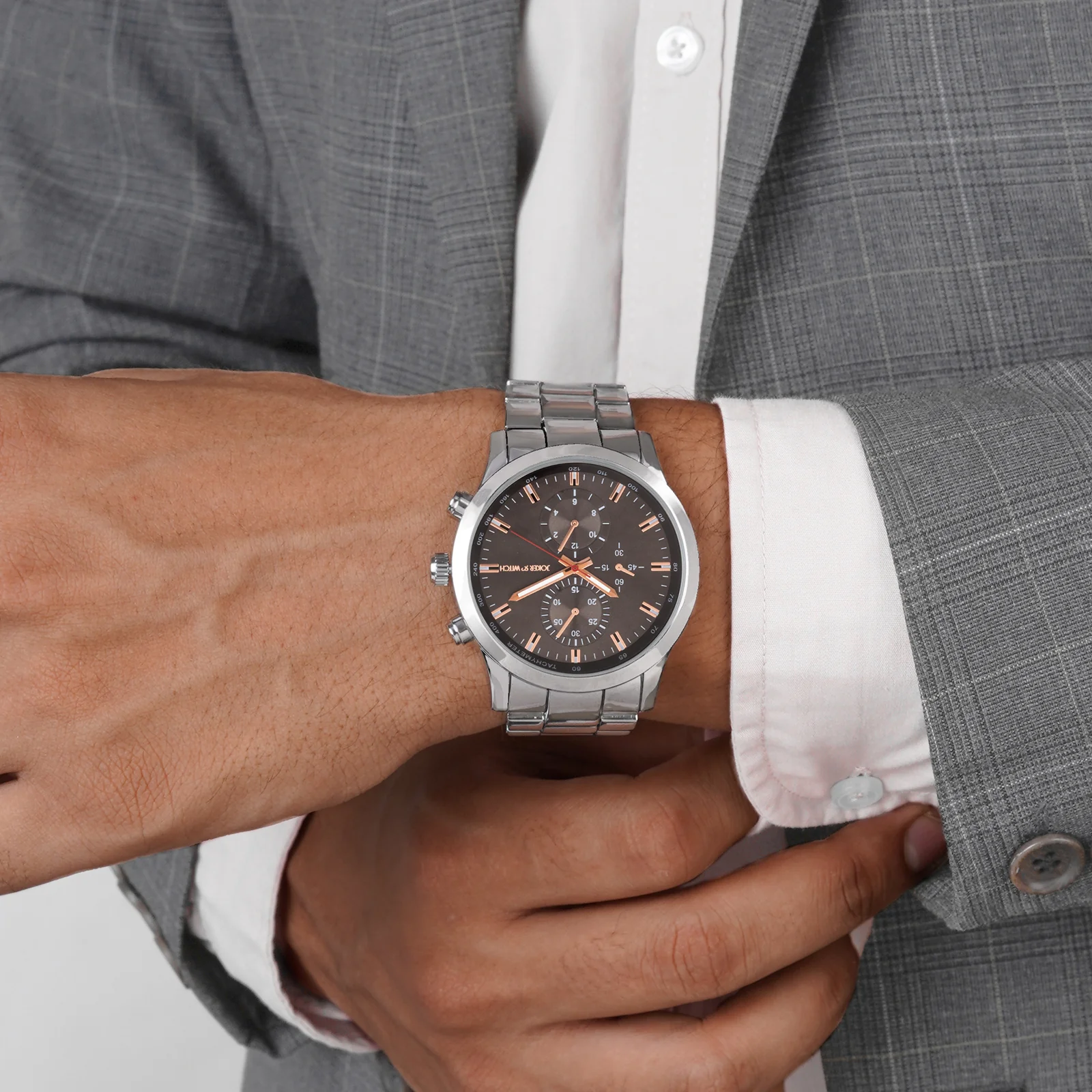 Heath Grey XLarge Dial Silver Linked Chain Strap Men's Watch - Image 2