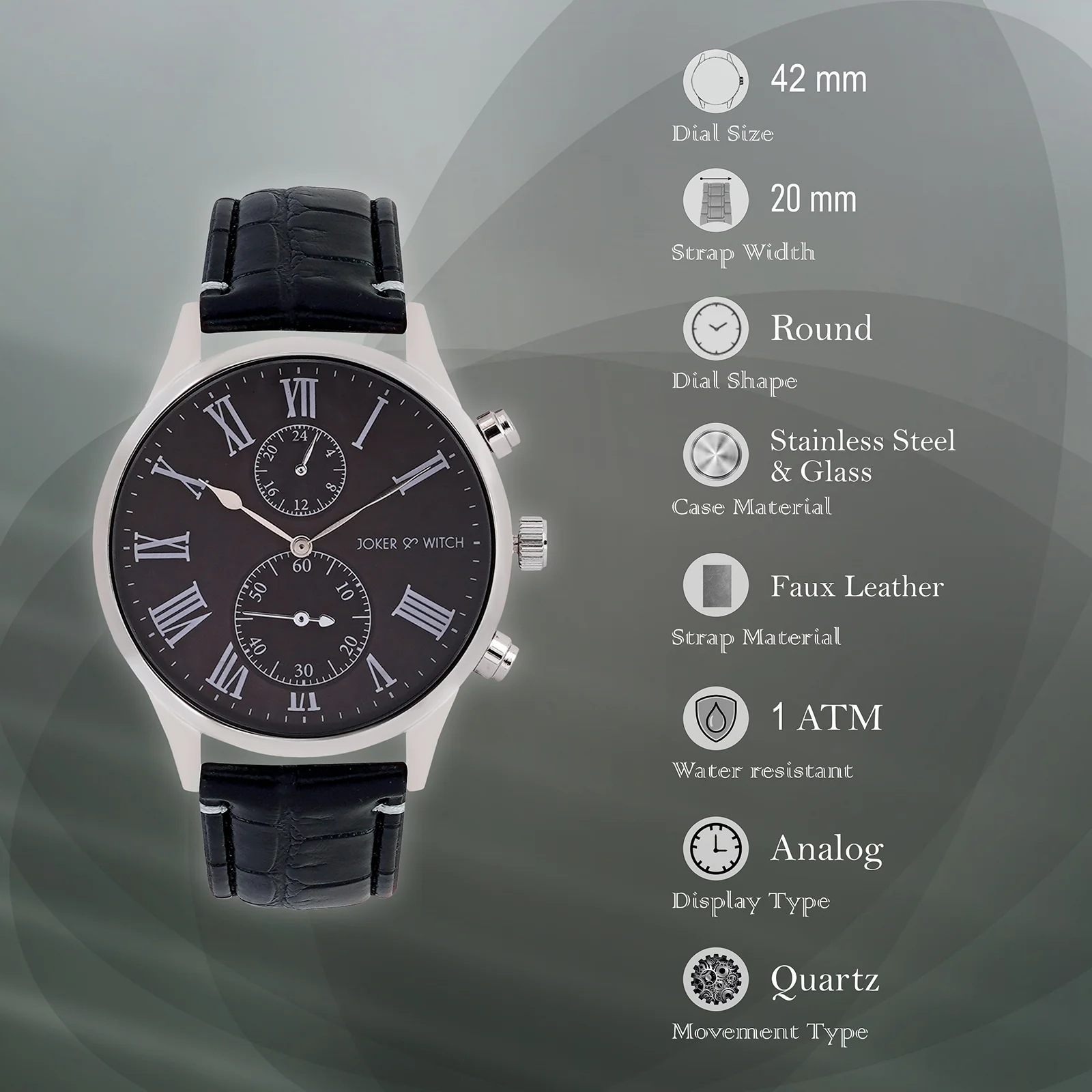 Heisler Black Large Dial PU Strap Men's Watch - Image 7