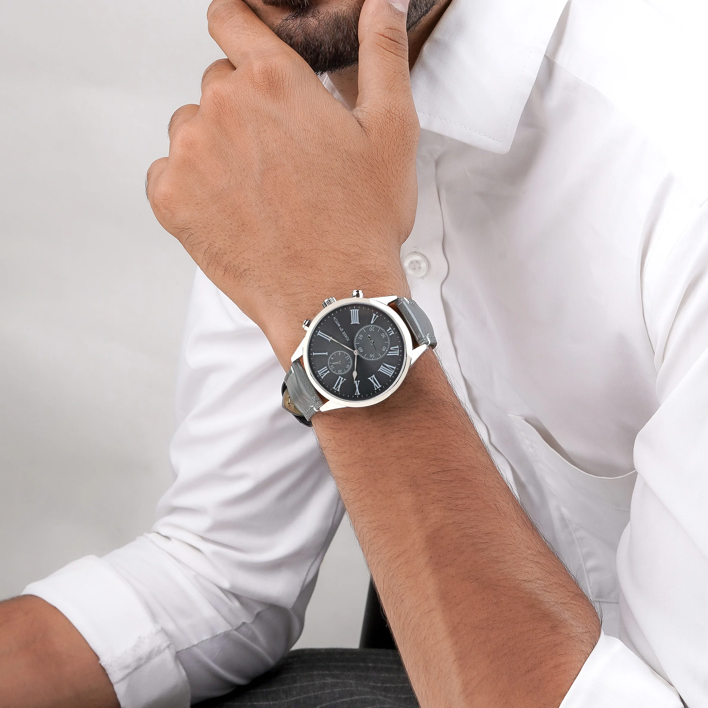 Heisler Grey Large Dial PU Strap Men's Watch - Image 3