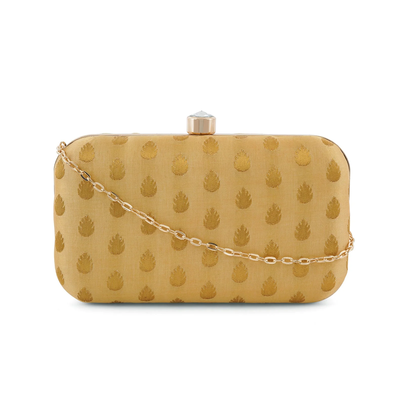 Heritage Hue Cream Brocade Fabric Clutch - Image 3