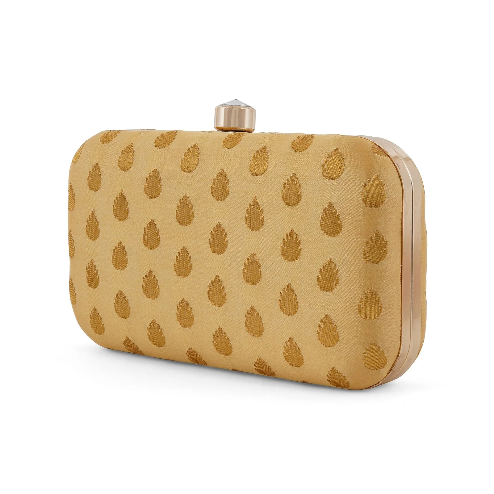 Heritage Hue Cream Brocade Fabric Clutch - Image 4