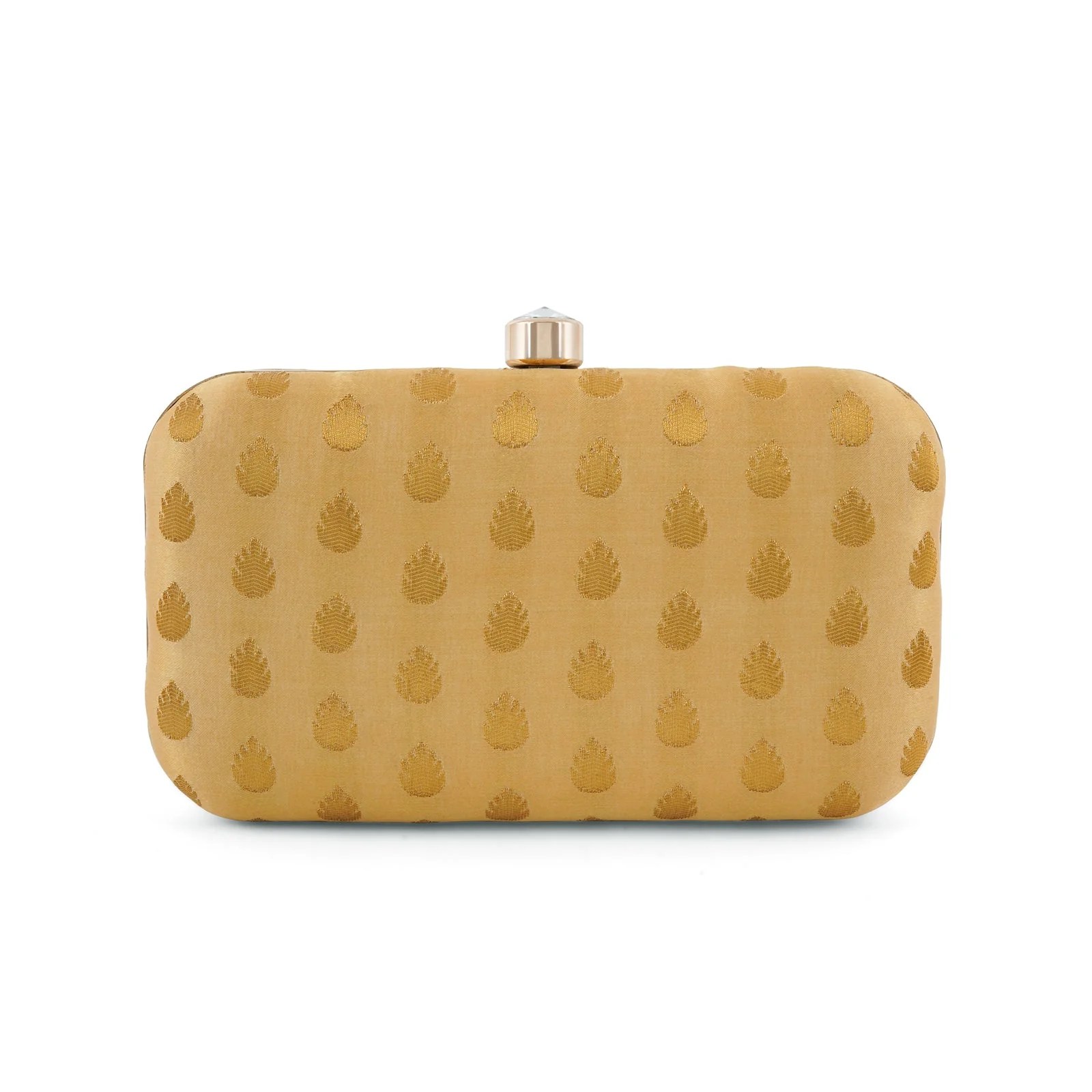 Heritage Hue Cream Brocade Fabric Clutch - Image 6