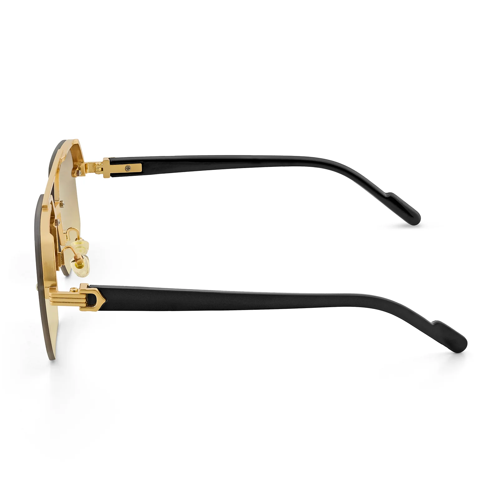 Hexa Geometric Sunglasses With Gold Frame And Tan Ombre Lenses - Image 5