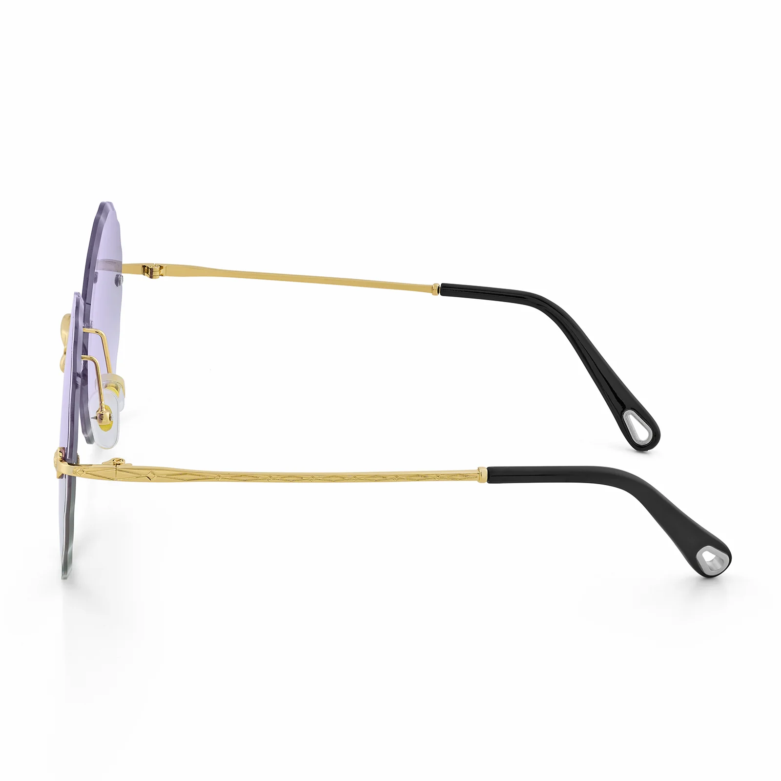Hippie Rimless Flower Sunglasses With Purple Ombre Lenses - Image 5