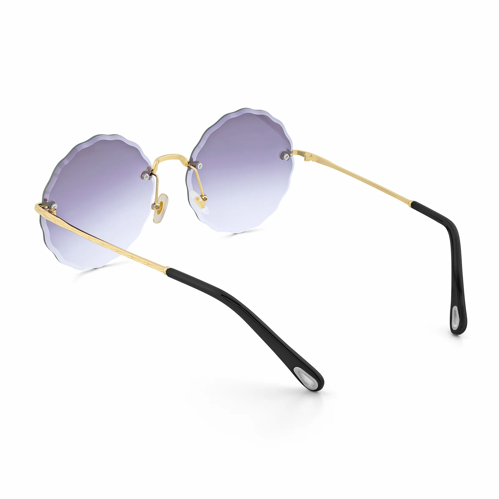 Hippie Rimless Flower Sunglasses With Purple Ombre Lenses - Image 6