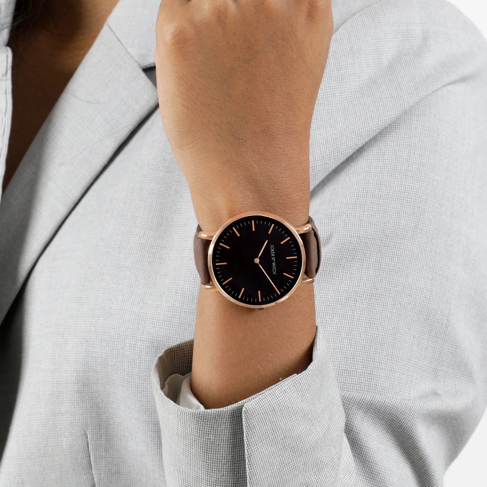 Hope Black Large Dial Brown PU Strap Women's Watch - Image 2
