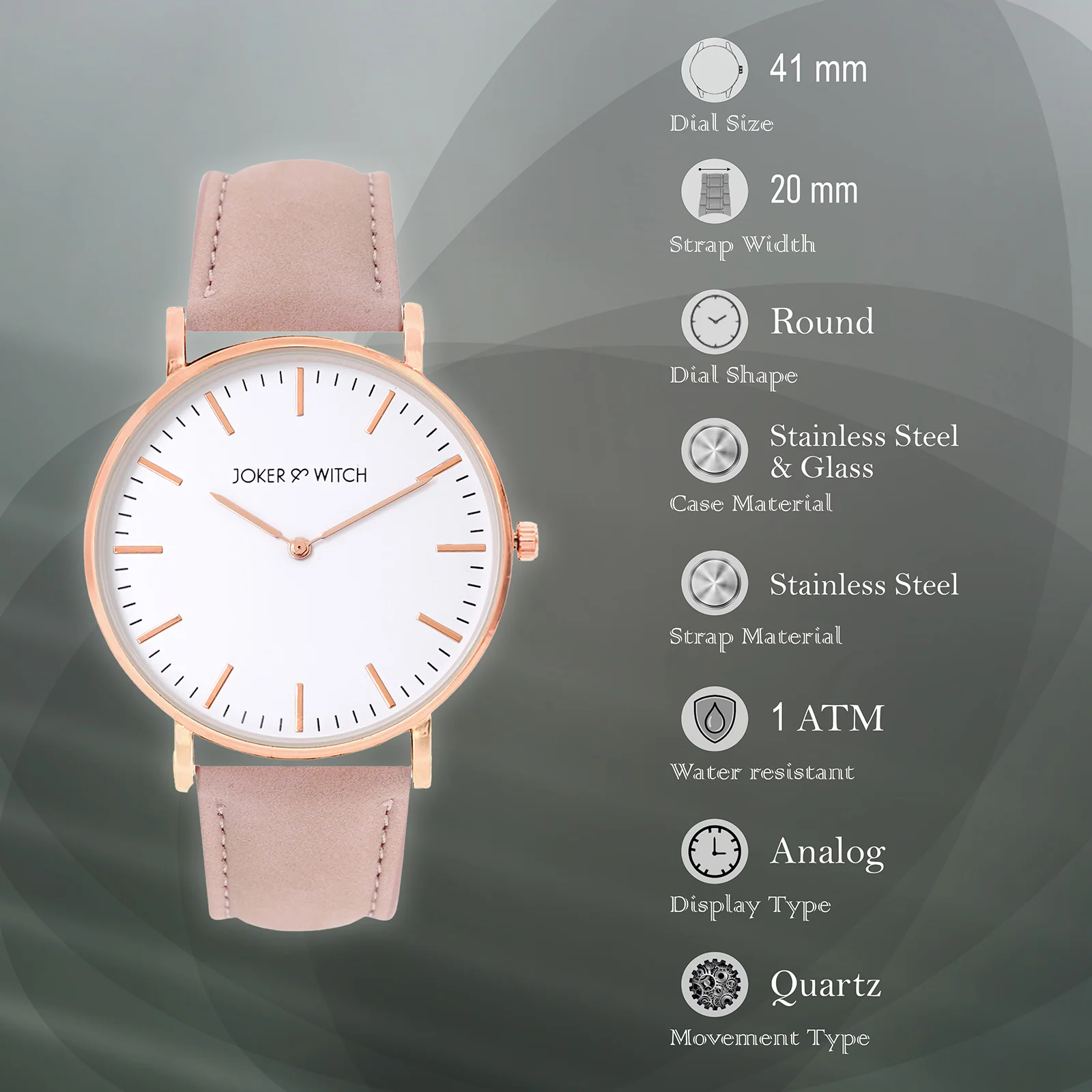Hope White Large Dial Pink PU Strap Women's Watch - Image 6