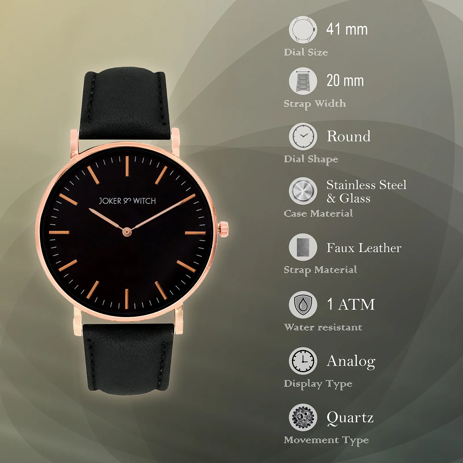 Hope Black Large Dial PU Strap Women's Watch - Image 6