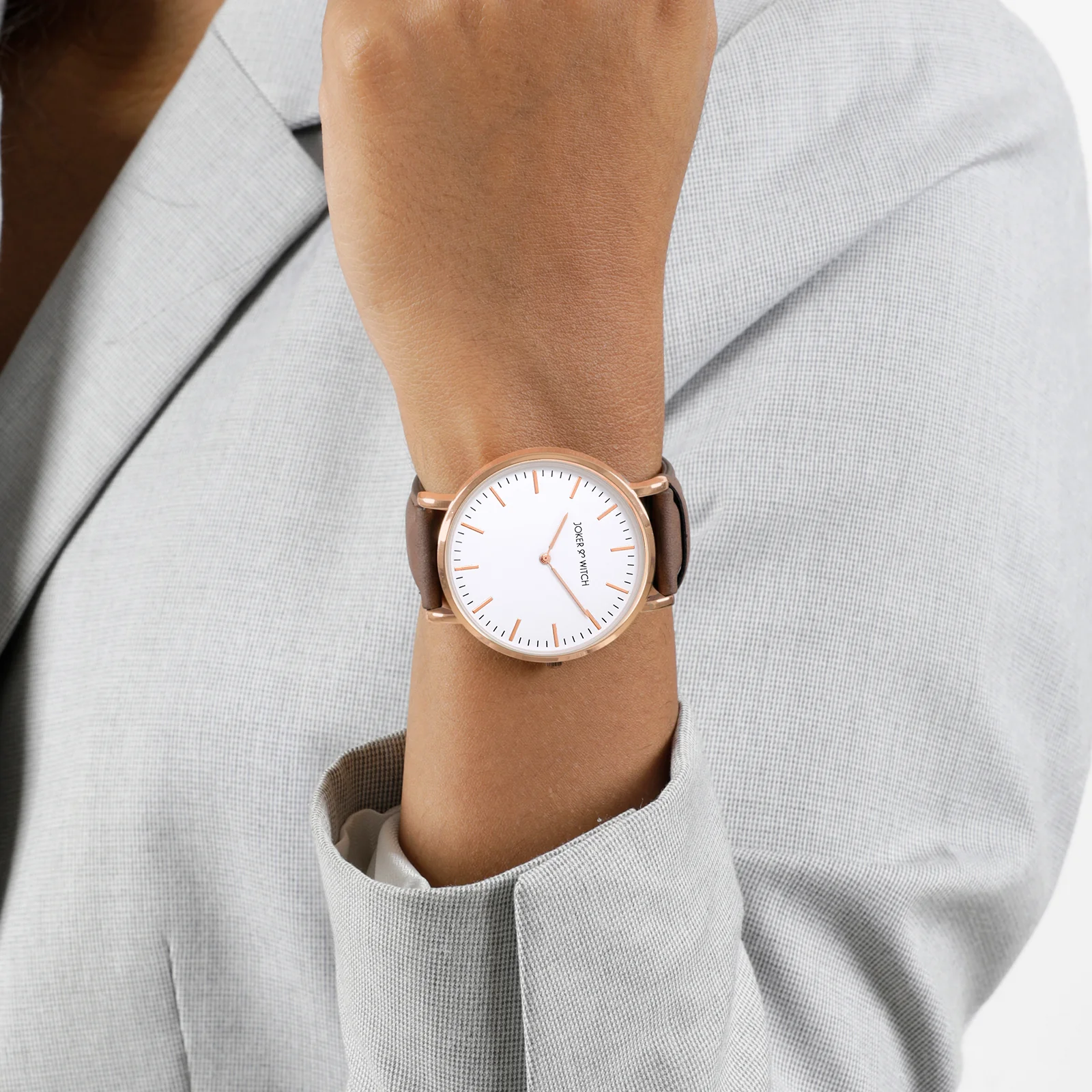 Hope White Large Dial Brown PU Strap Women's Watch - Image 5
