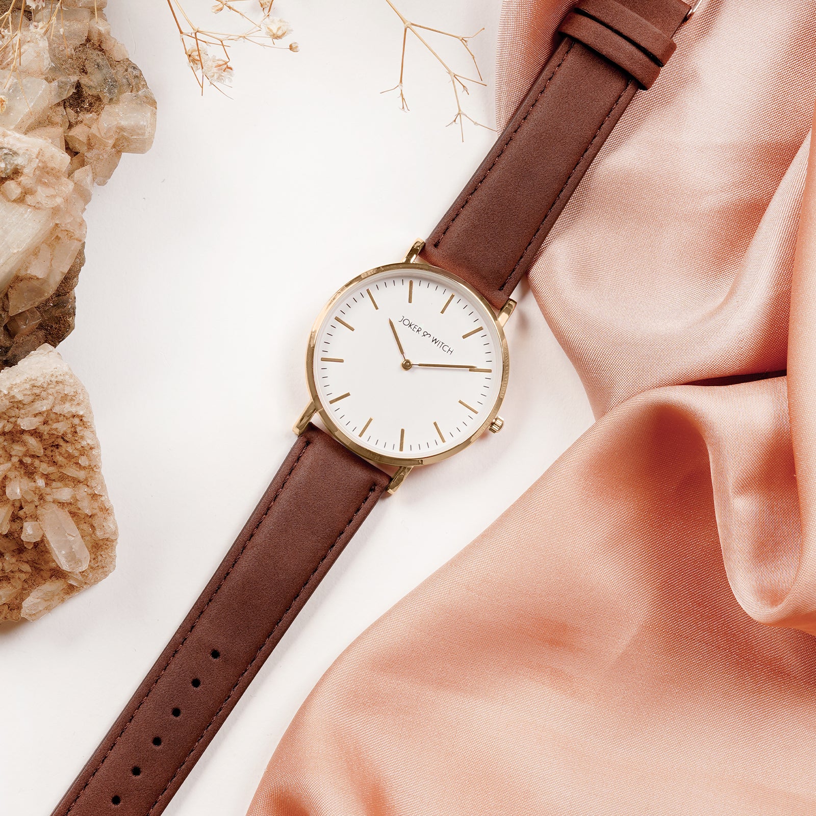 Hope White Large Dial Brown PU Strap Women's Watch - Image 6