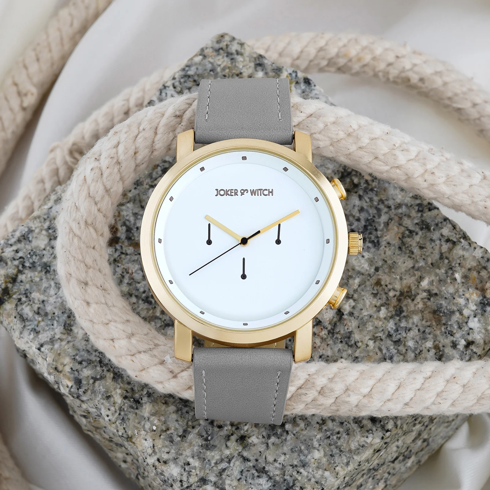 Hudson Gold White XLarge Dial Grey PU Strap Men's Watch - Image 2