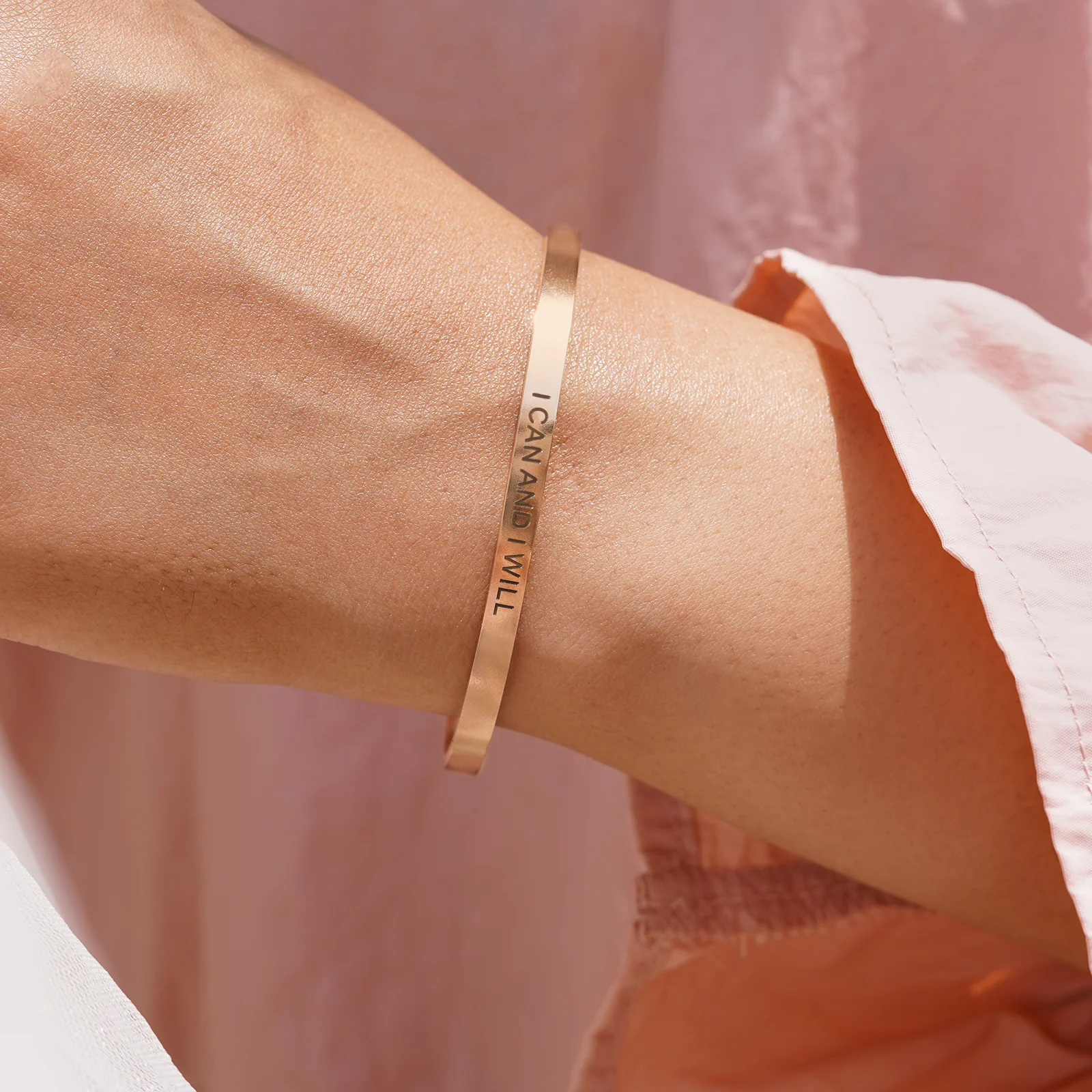 I Can And I Will Rose Gold Mantra Band - Image 2