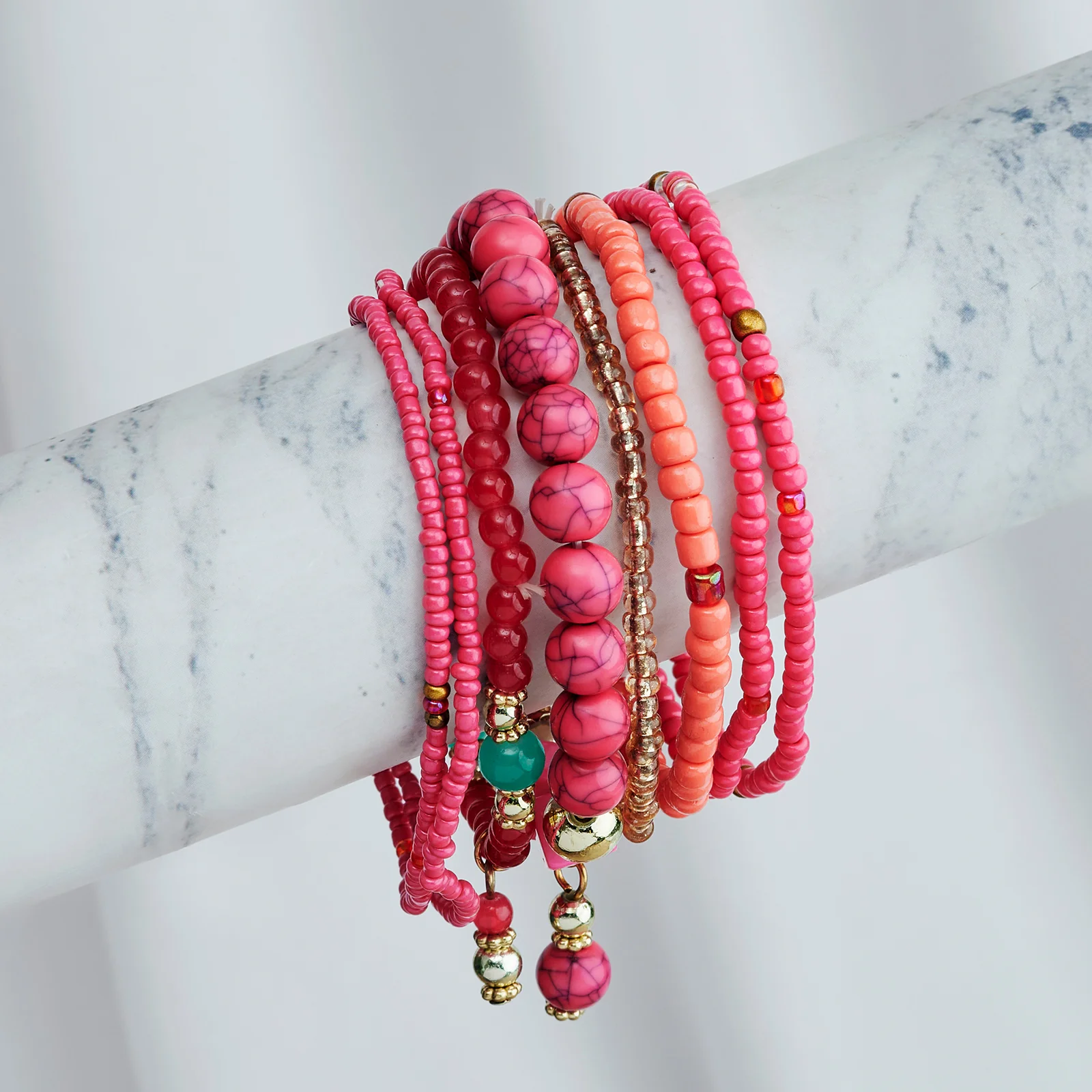 I Knew You Were Trouble Dark Pink Beaded Bracelet - Image 2