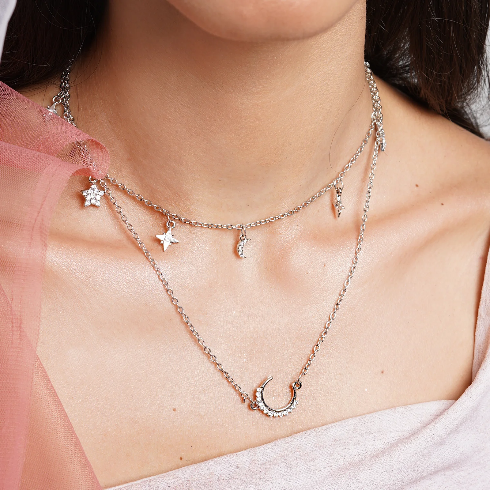 In The Stars Silver Layered Necklace - Image 2