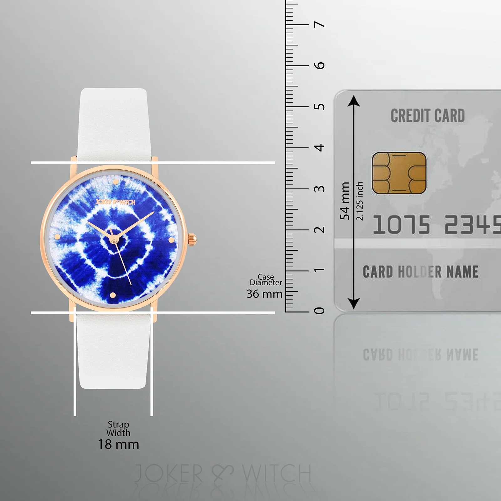 Printed Indigo Tie-Dye Blue Medium Dial White PU Strap Women's Watch - Image 8