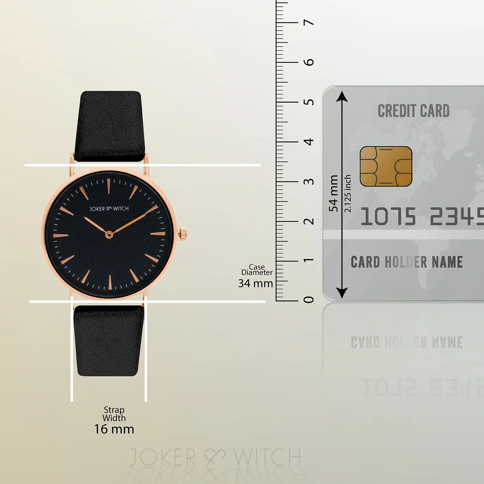 Ines Rose Gold Black Medium Dial PU Strap Women's Watch - Image 7