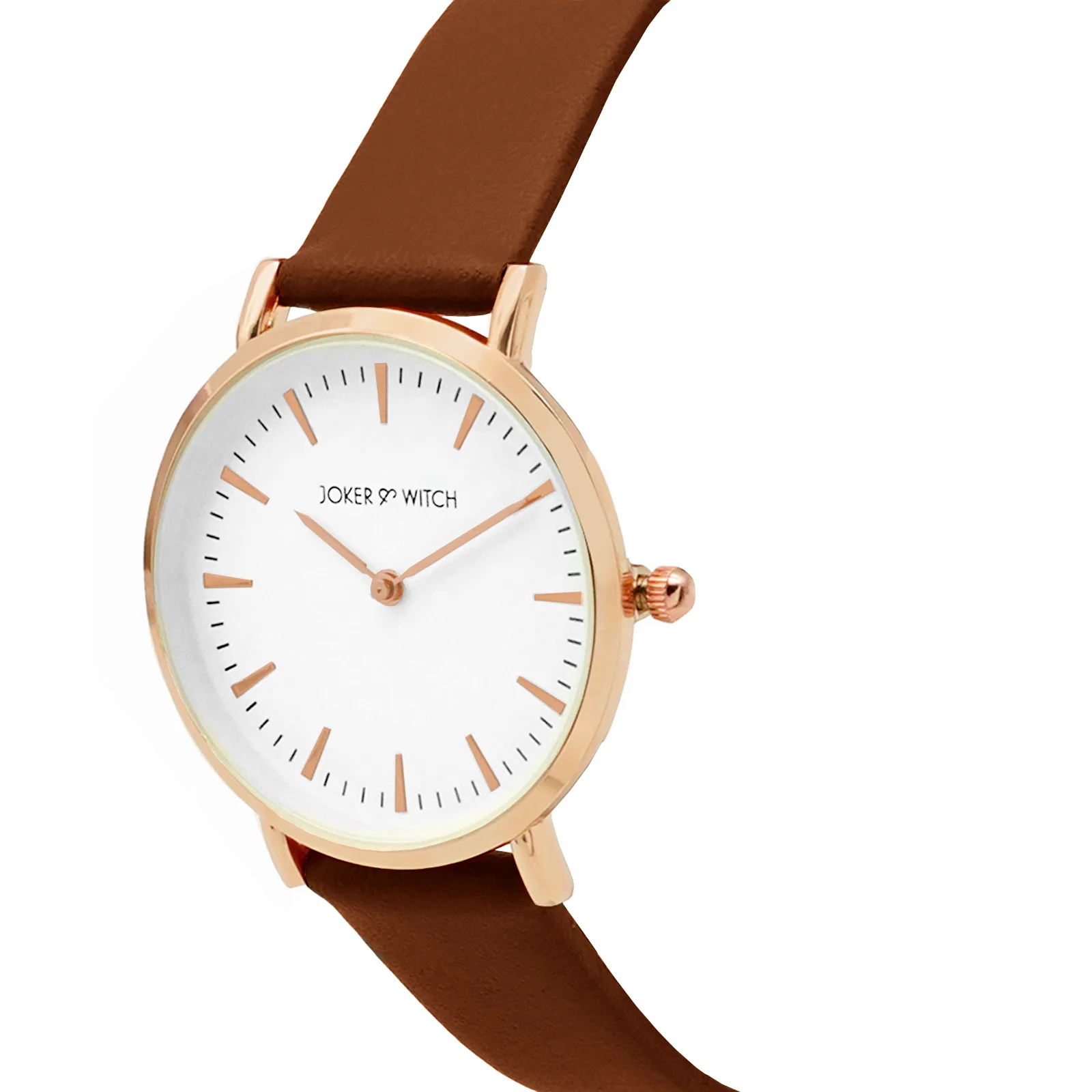 Ines White Medium Dial Tan PU Strap Women's Watch - Image 2