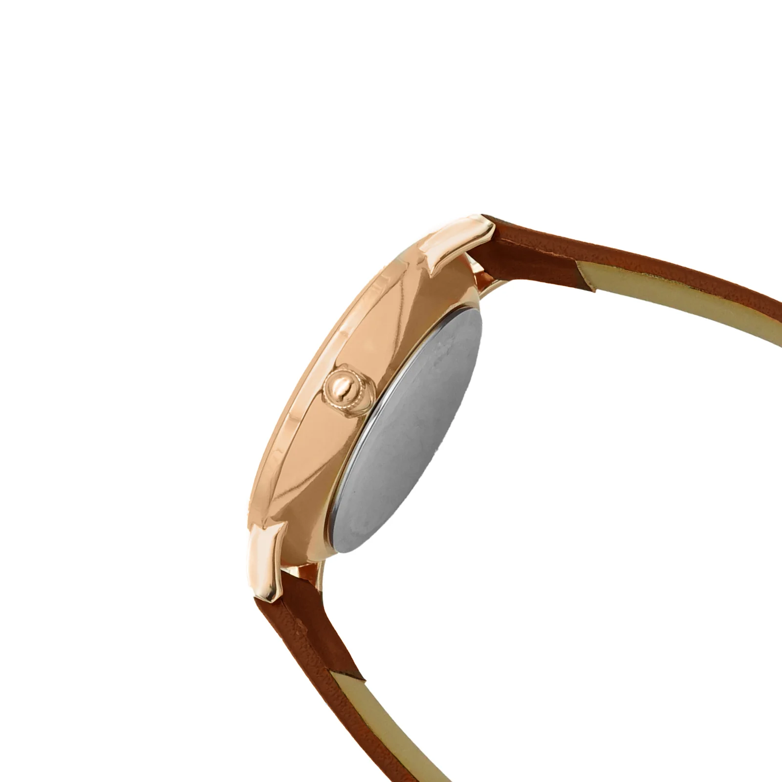 Ines White Medium Dial Tan PU Strap Women's Watch - Image 3