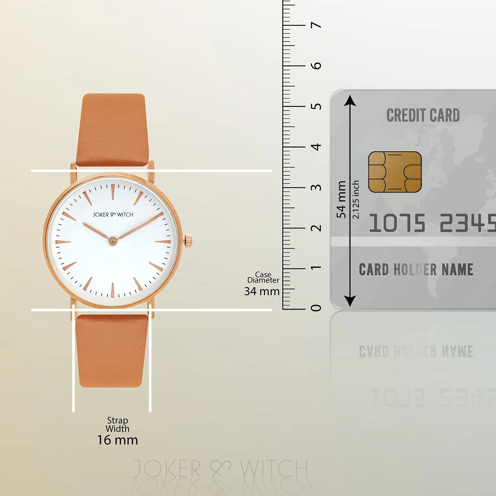 Ines White Medium Dial Tan PU Strap Women's Watch - Image 7