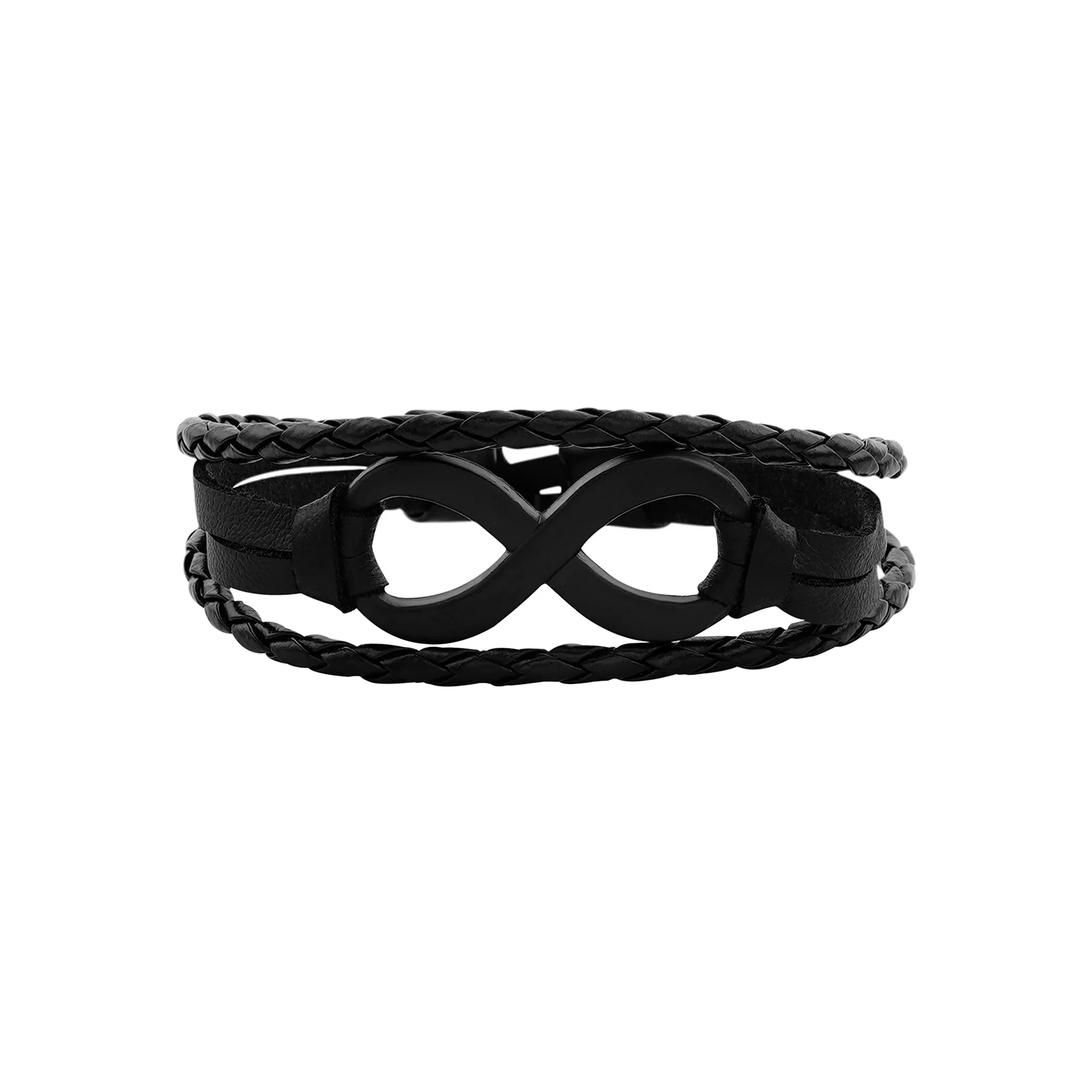 Infinite Men's Black Leather Bracelet - Image 3