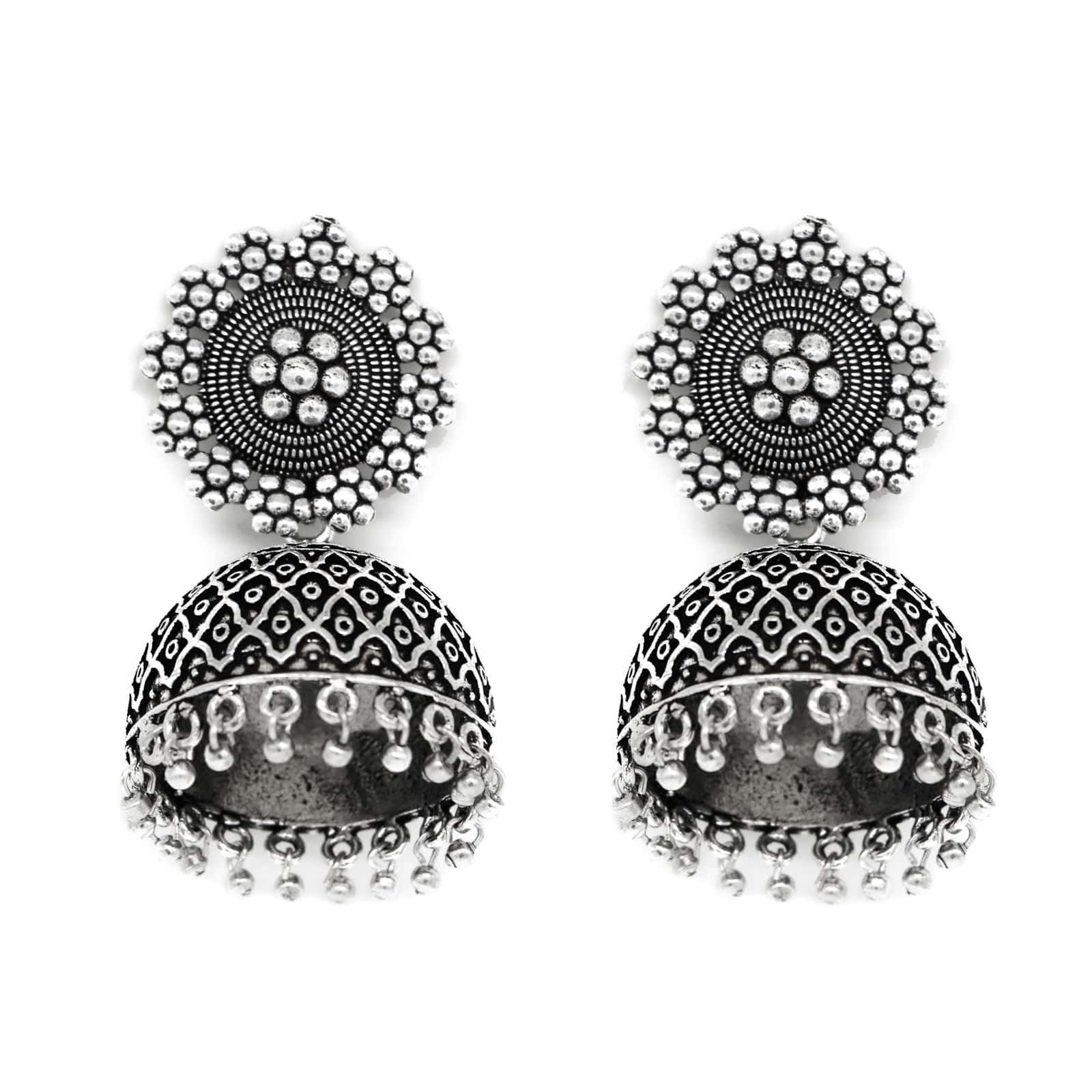 Ishani Silver Oxidized Jhumki - Image 3