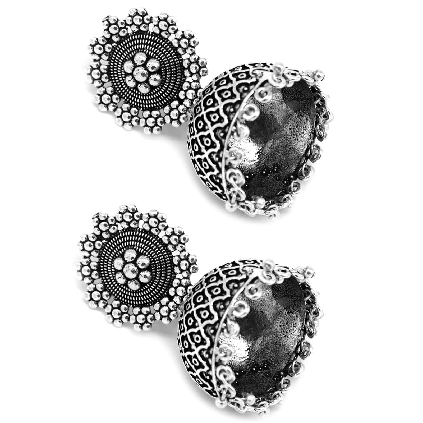 Ishani Silver Oxidized Jhumki - Image 5