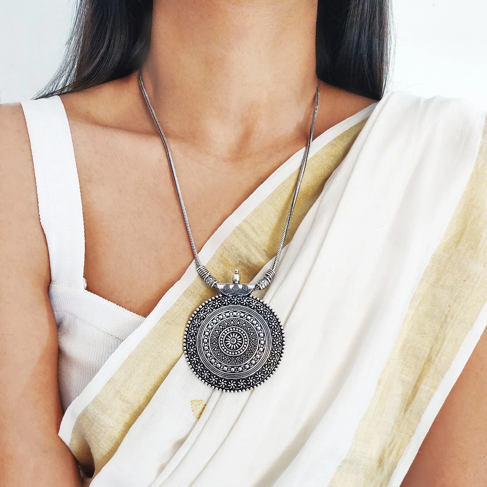 Ishya Silver Oxidized Necklace - Image 2