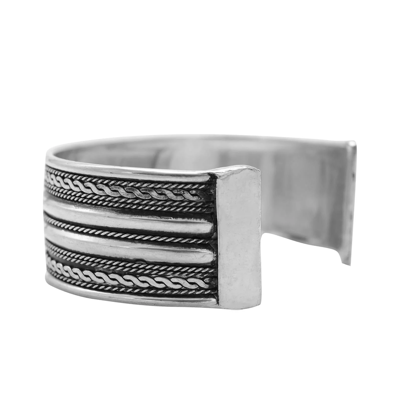 Shreya Embossed Silver Oxidized Bracelet Cuff - Image 4