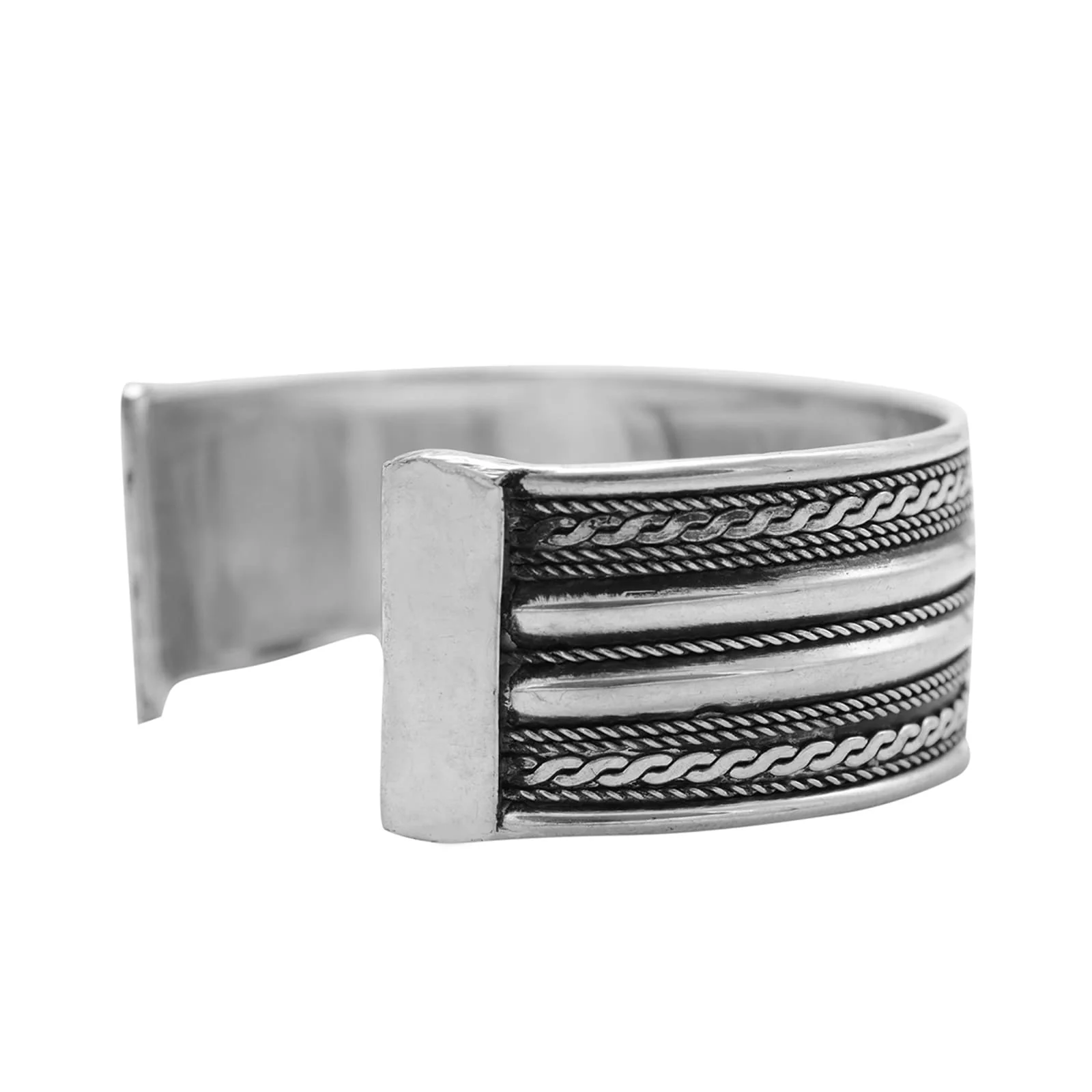 Shreya Embossed Silver Oxidized Bracelet Cuff - Image 5