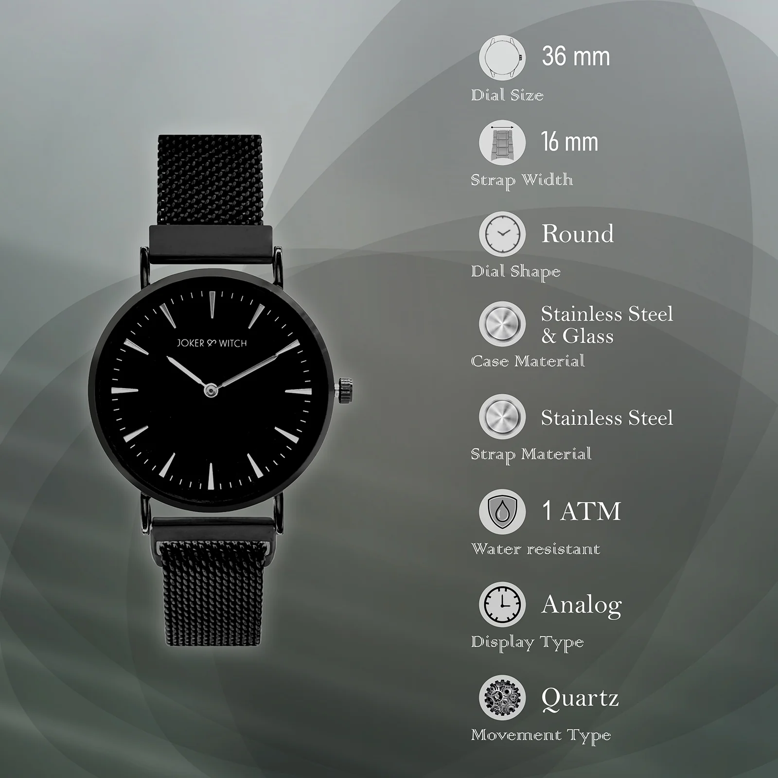 Ivy Silver Black Medium Dial Magnetic Strap Women's Watch - Image 6