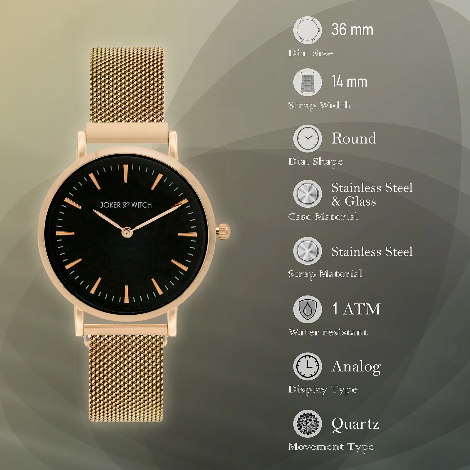 Ivy Black Medium Dial Rose Gold Magnetic Strap Women's Watch - Image 6