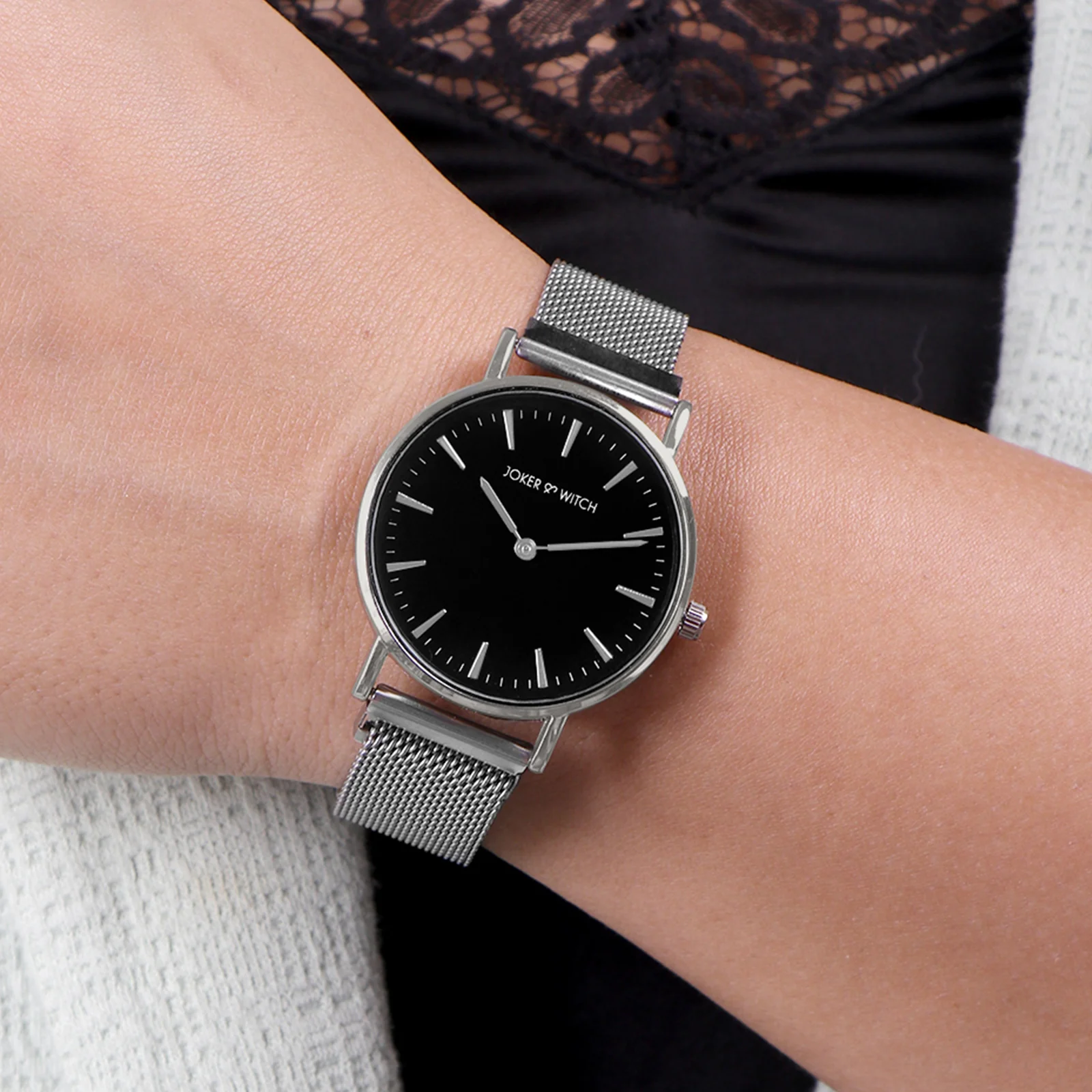 Ivy Black Medium Dial Silver Magnetic Strap Women's Watch - Image 2