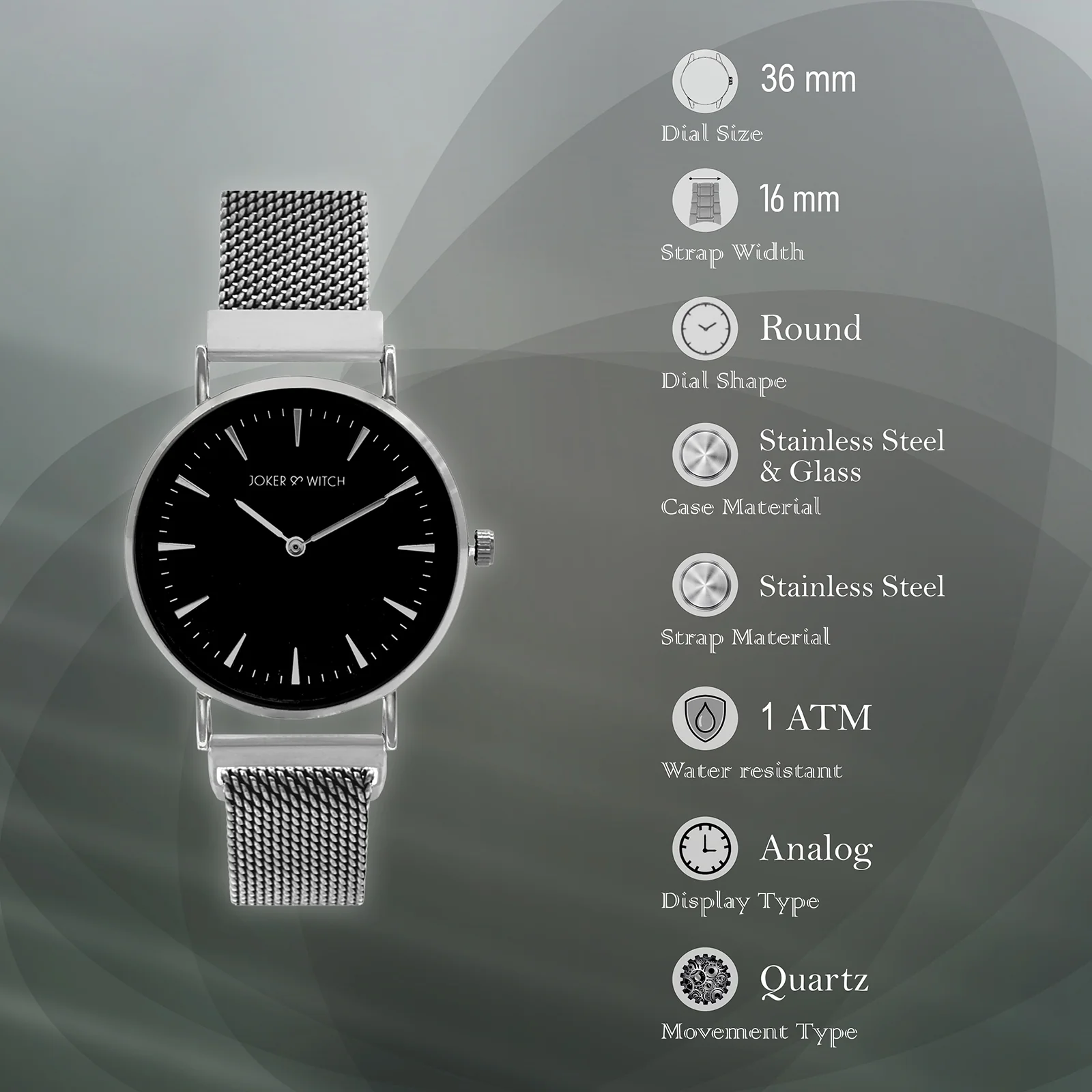 Ivy Black Medium Dial Silver Magnetic Strap Women's Watch - Image 6